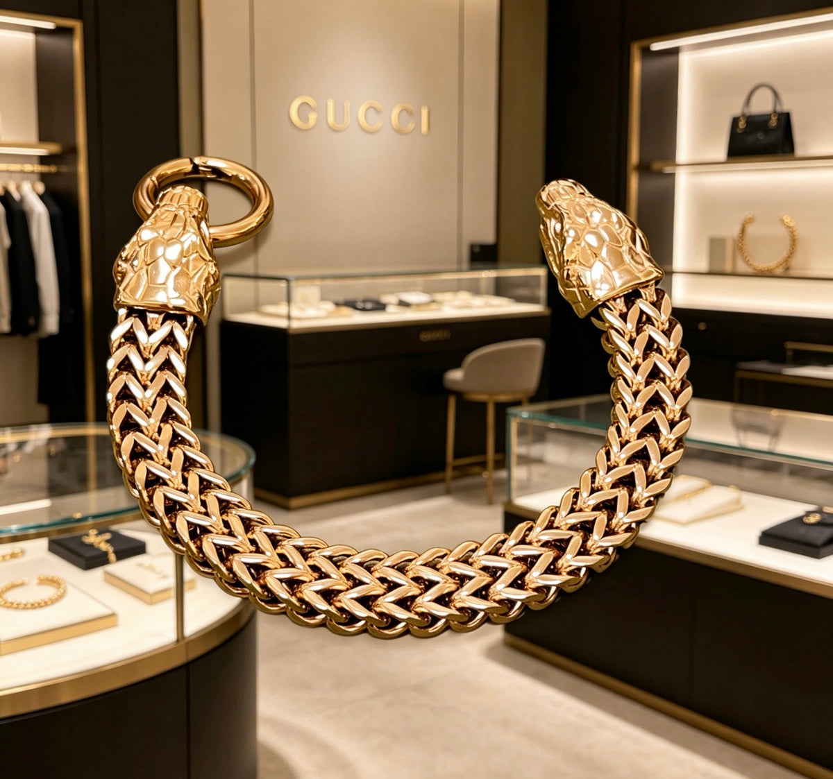 Serpentine Bracelet in Polished Metal-Tone front product view