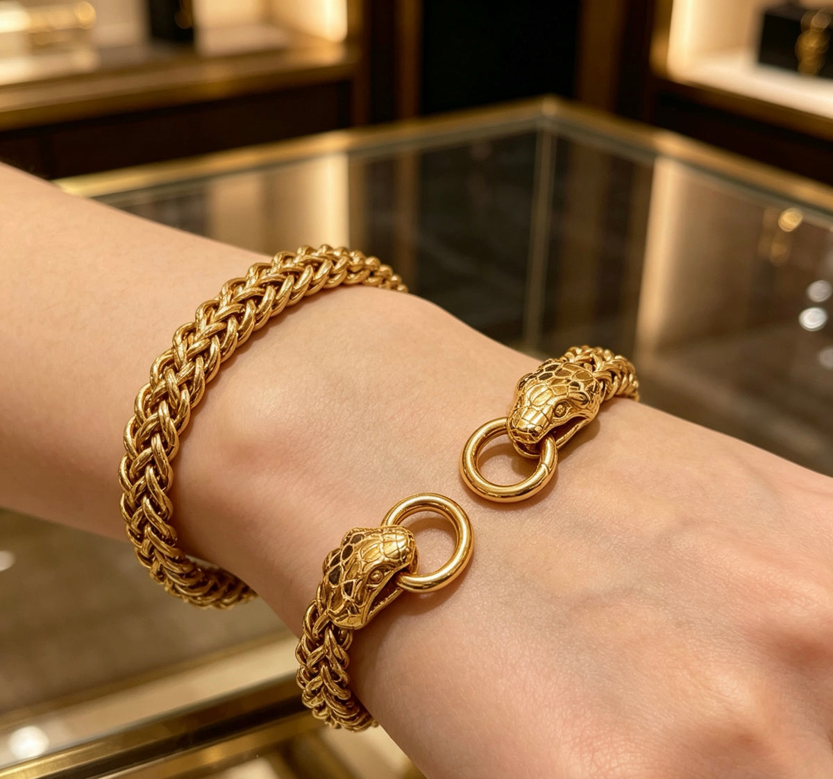 Serpentine Bracelet in Polished Metal-Tone detail view
