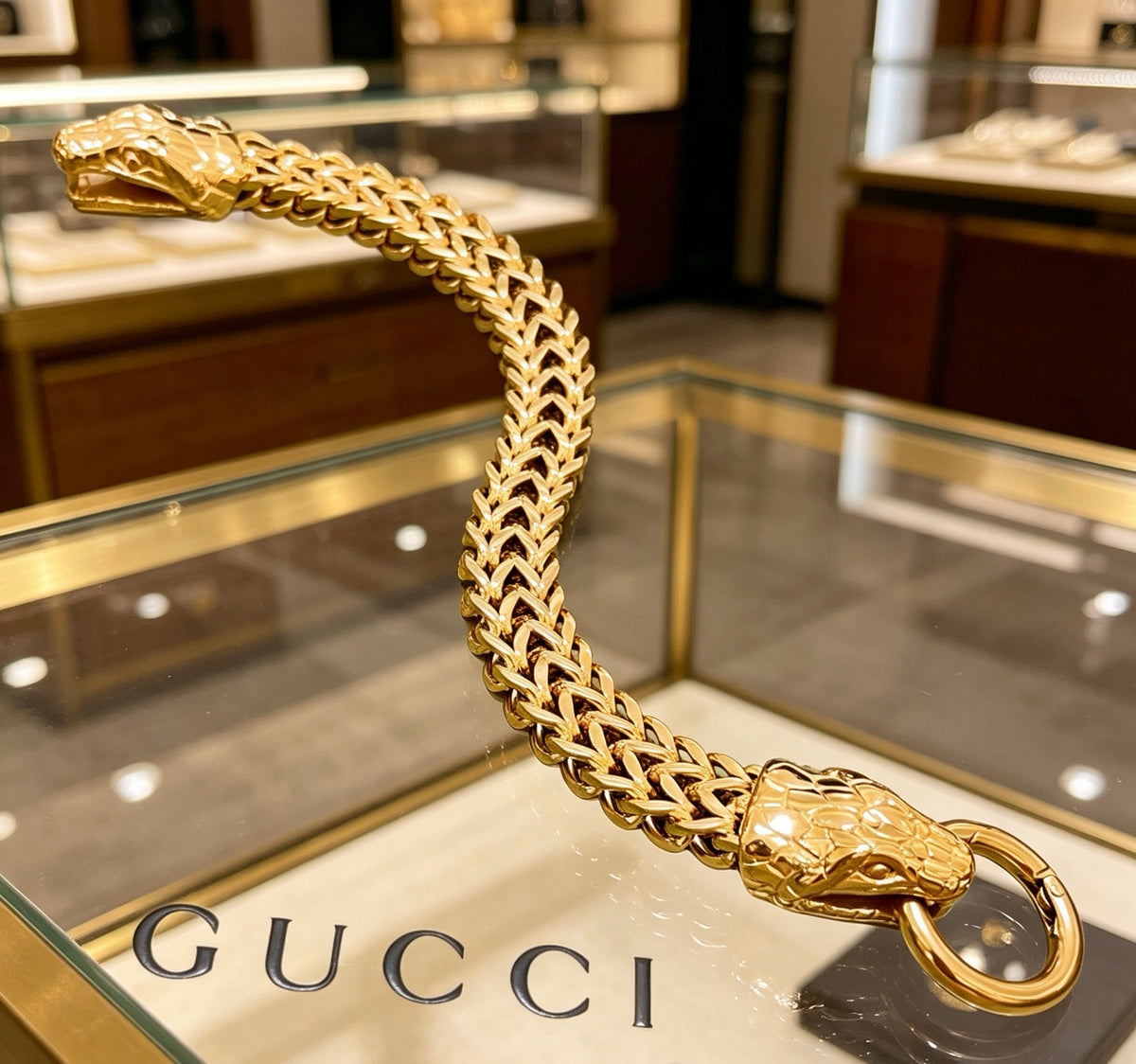 Serpentine Bracelet in Polished Metal-Tone detail view