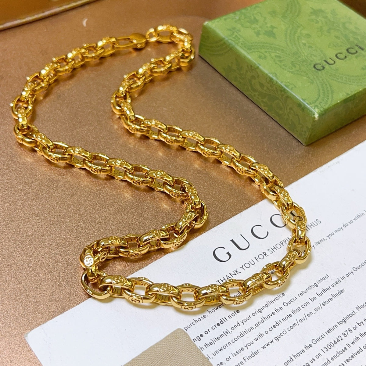Double-G Emblem Pendant Necklace in Polished Metal-Tone – Design 117 main product view
