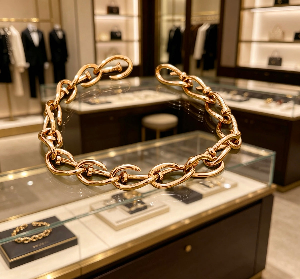 Geometric Emblem Bracelet in Polished Metal-Tone – Design 059 detail view
