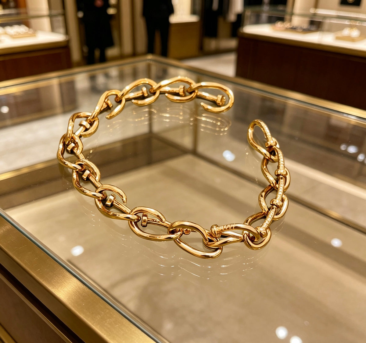 Geometric Emblem Bracelet in Polished Metal-Tone – Design 059 front product view