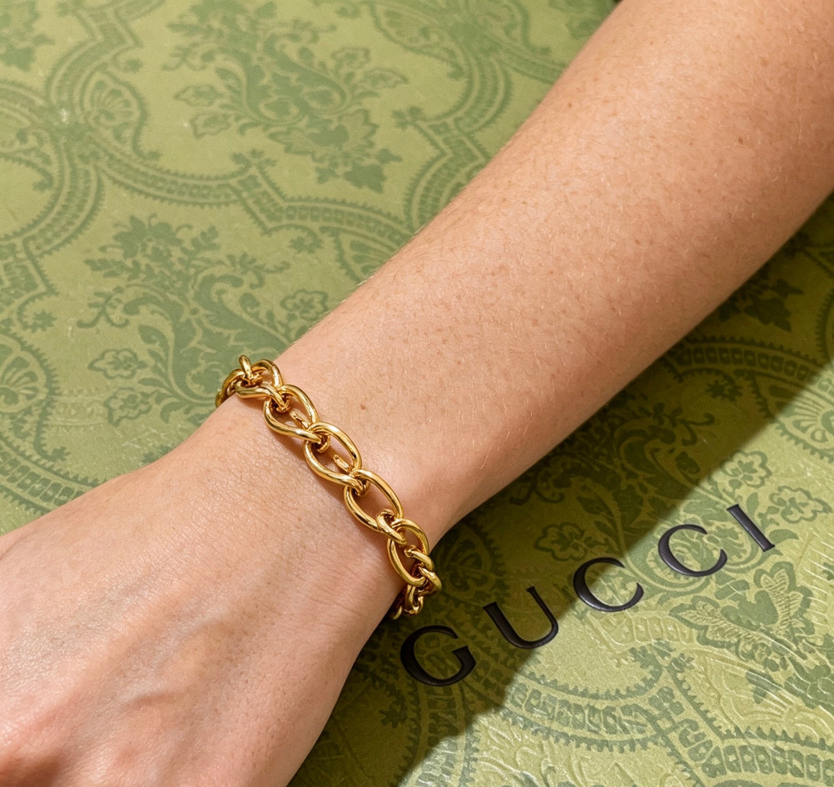 Geometric Emblem Bracelet in Polished Metal-Tone – Design 059 front product view