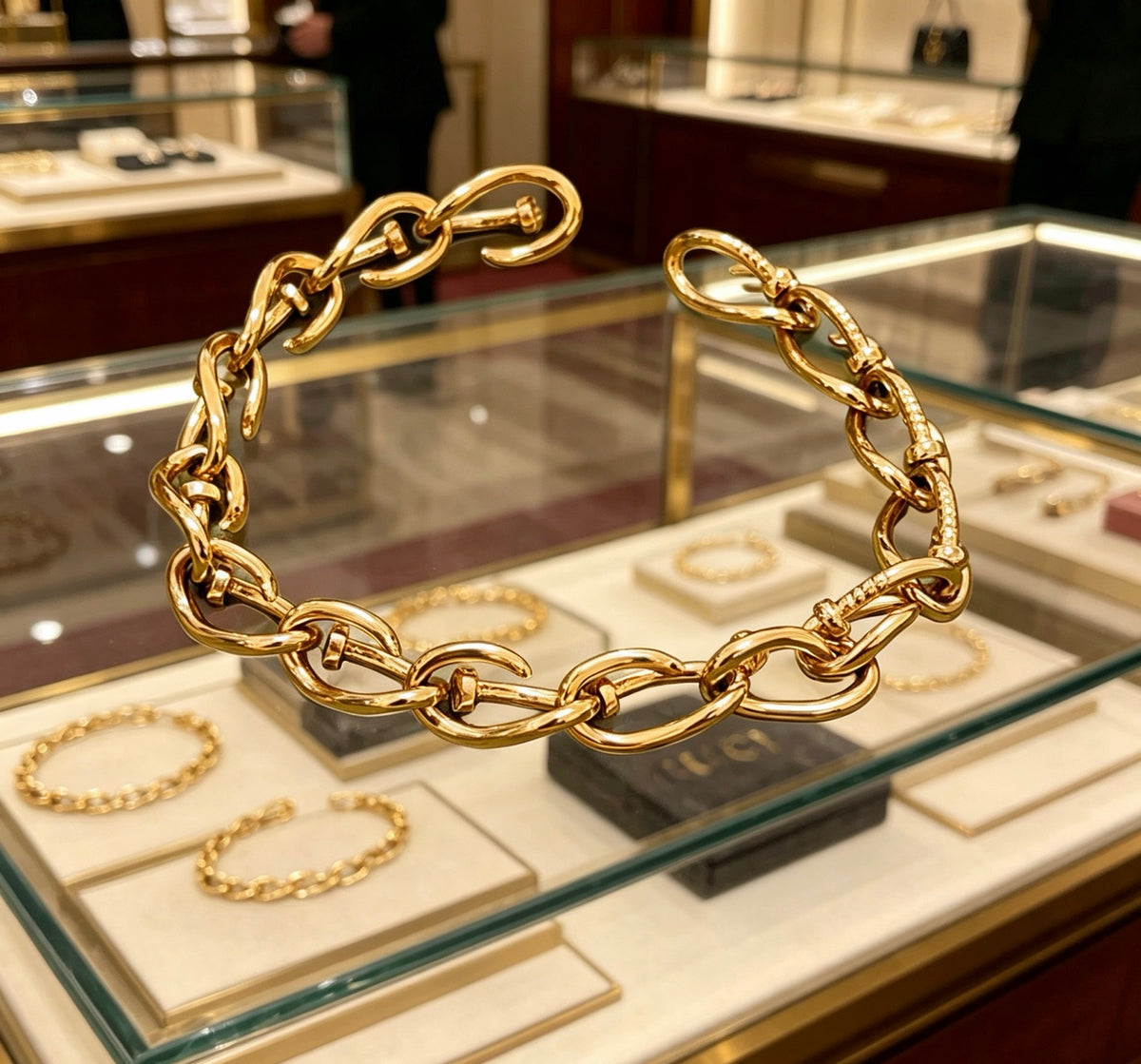 Geometric Emblem Bracelet in Polished Metal-Tone – Design 059 side detail