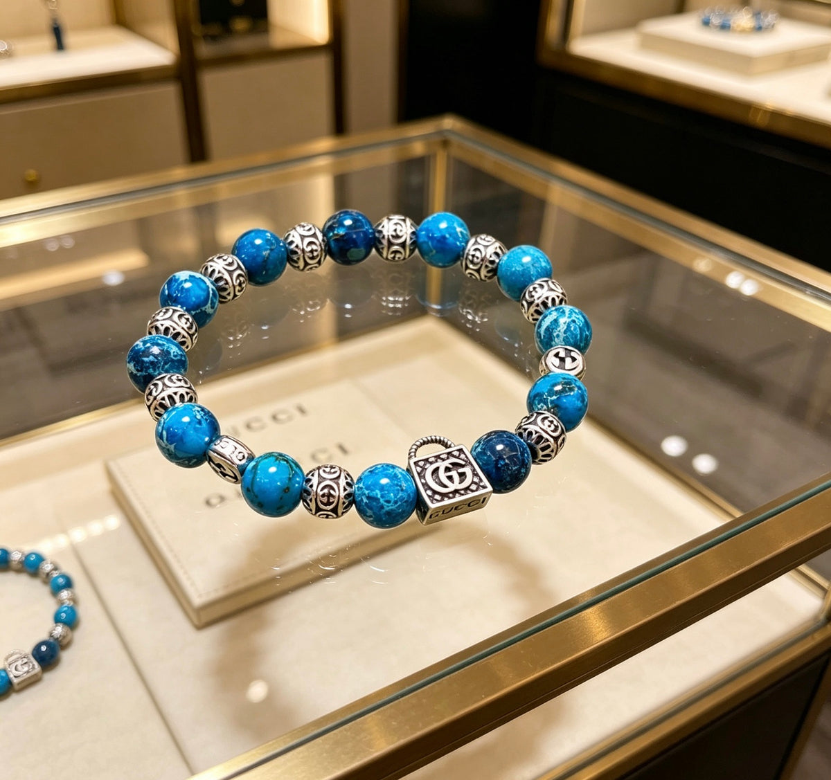 Double-G Emblem Bracelet in Polished Metal-Tone – Design 013 close-up detail
