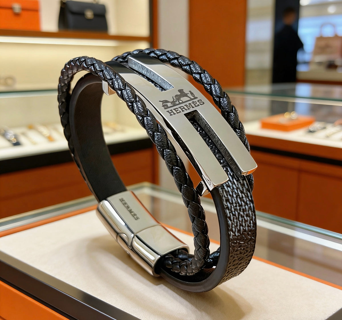 Horse Bangle in Polished Metal-Tone – Design 007 styled product view