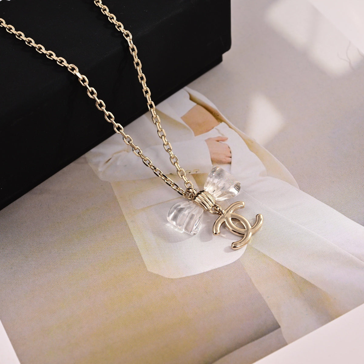 Signature Emblem Pendant Necklace in Polished Metal-Tone – Design 051 close-up detail