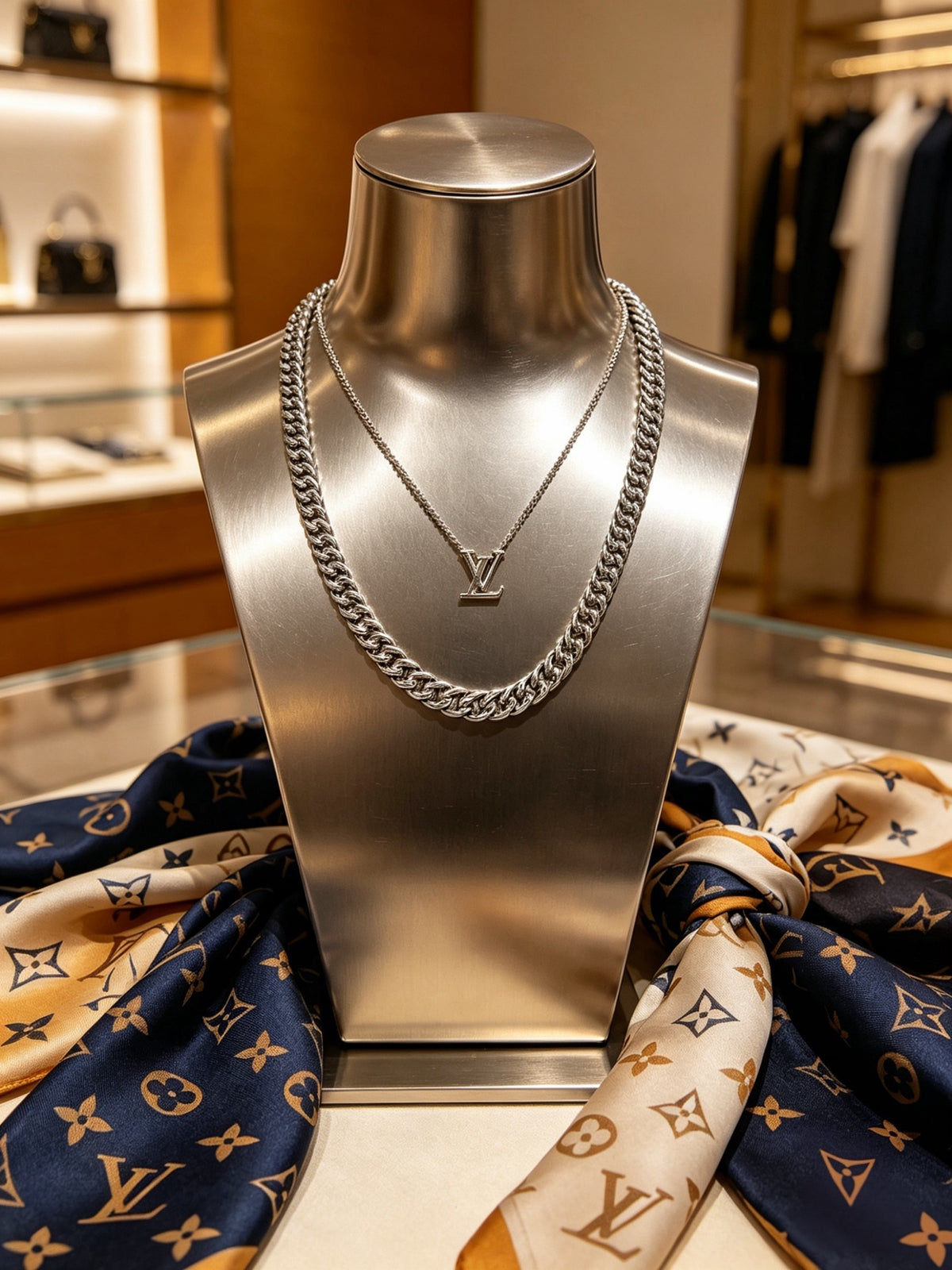 Chain Pendant Necklace in Silver-Tone – Design 021 main product view