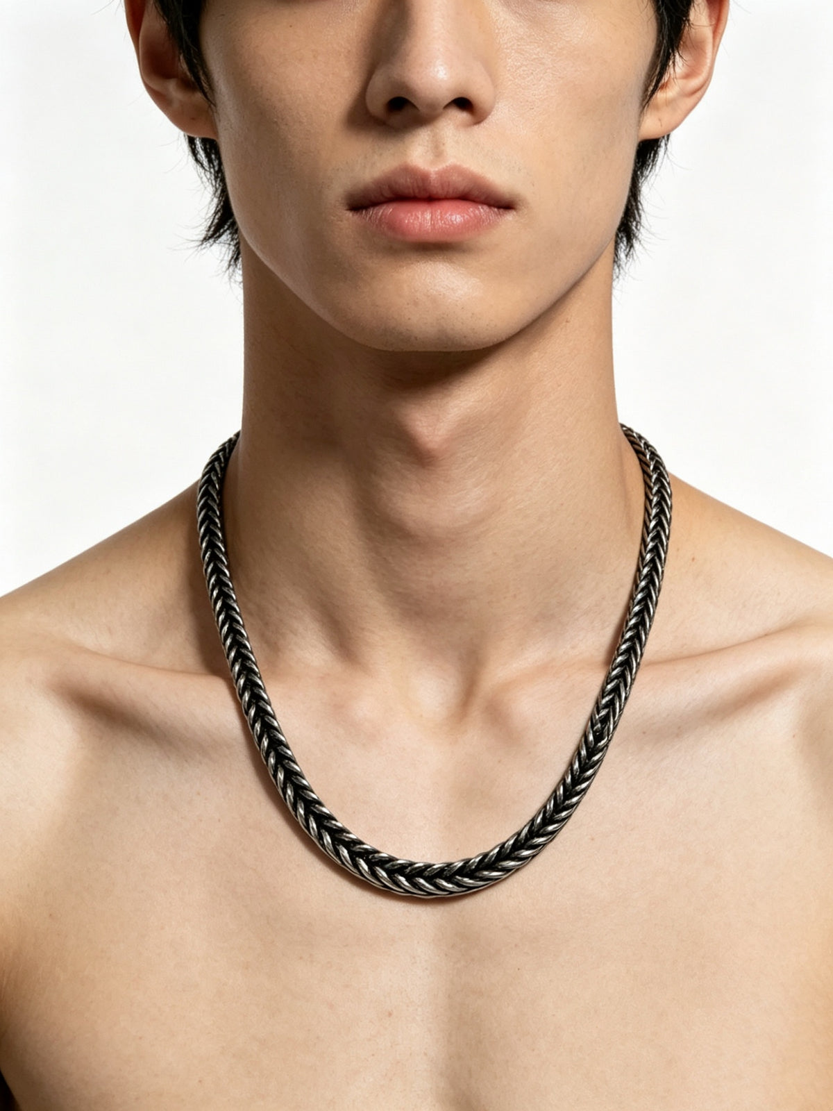 Chain Pendant Necklace in Silver-Tone – Design 019 front product view