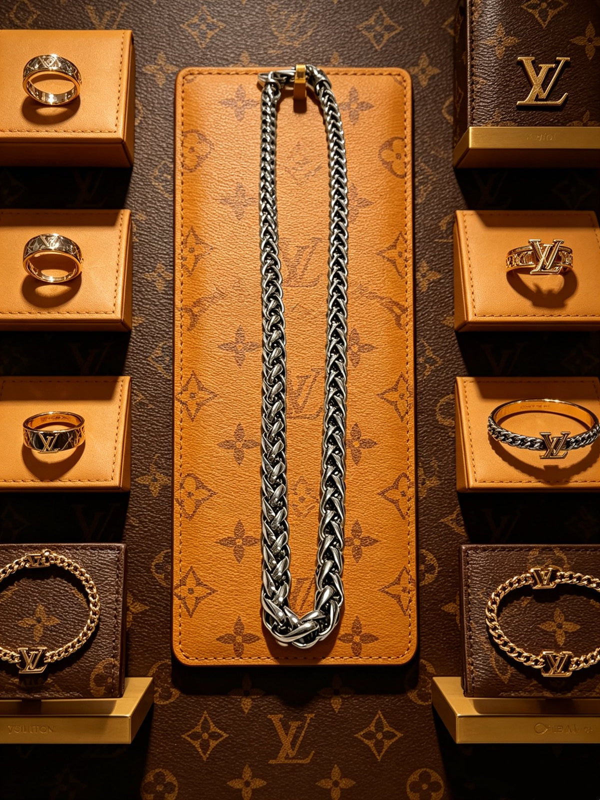 Chain Pendant Necklace in Silver-Tone – Design 018 close-up detail