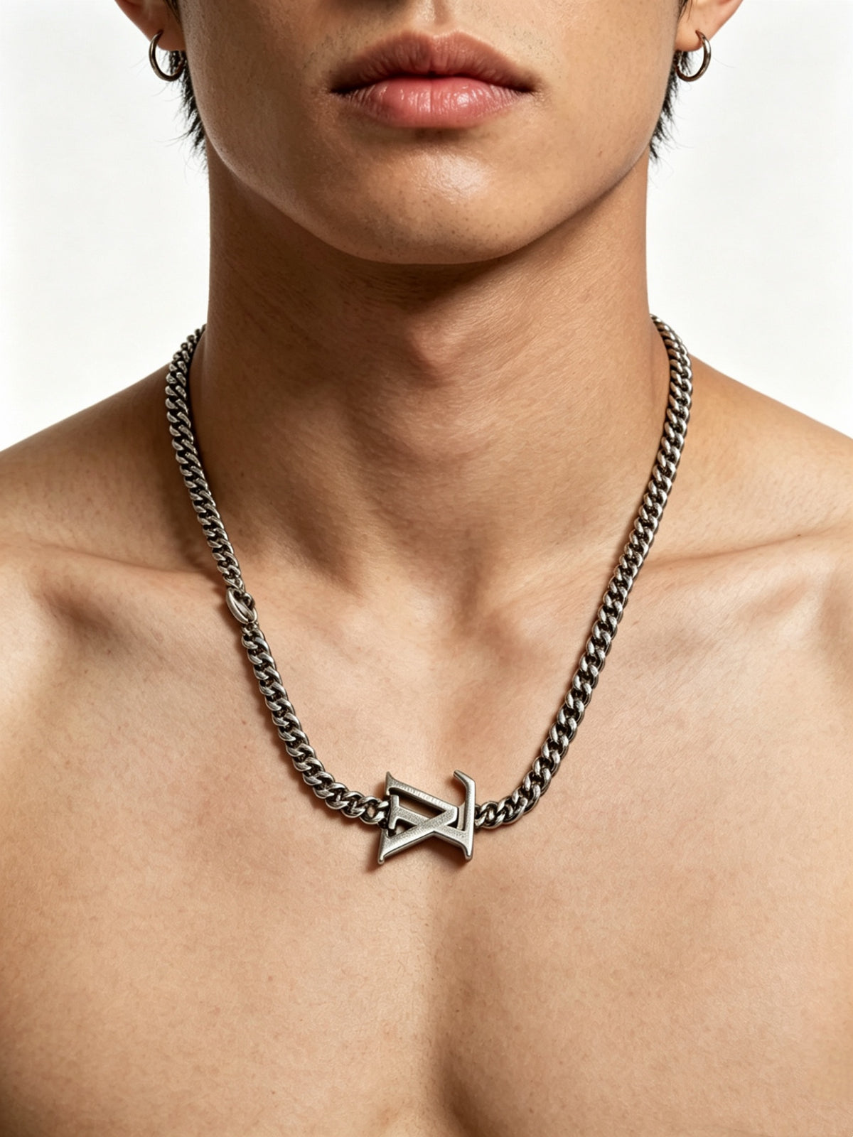Chain Pendant Necklace in Silver-Tone – Design 013 styled product view