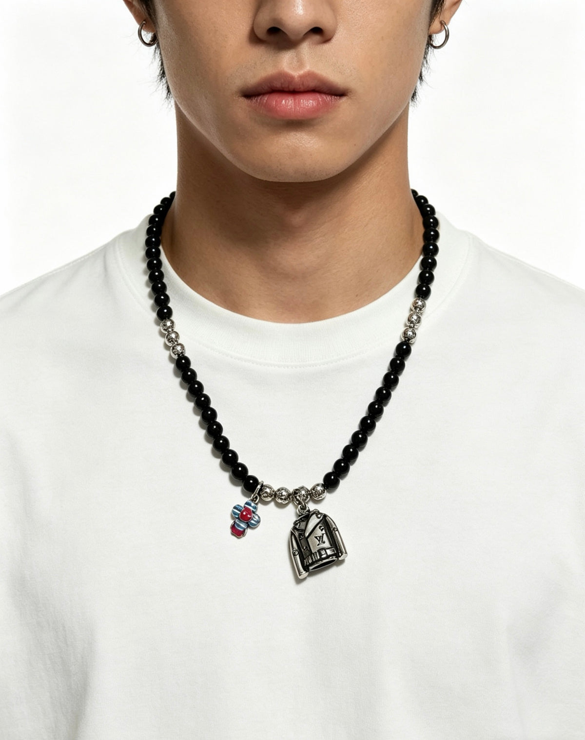 Chain Pendant Necklace in Silver-Tone – Design 010 front product view