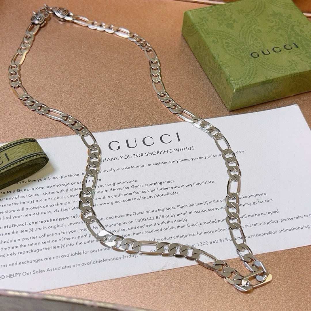 Double-G Emblem Pendant Necklace in Polished Metal-Tone – Vintage Detail – Design 030 main product view
