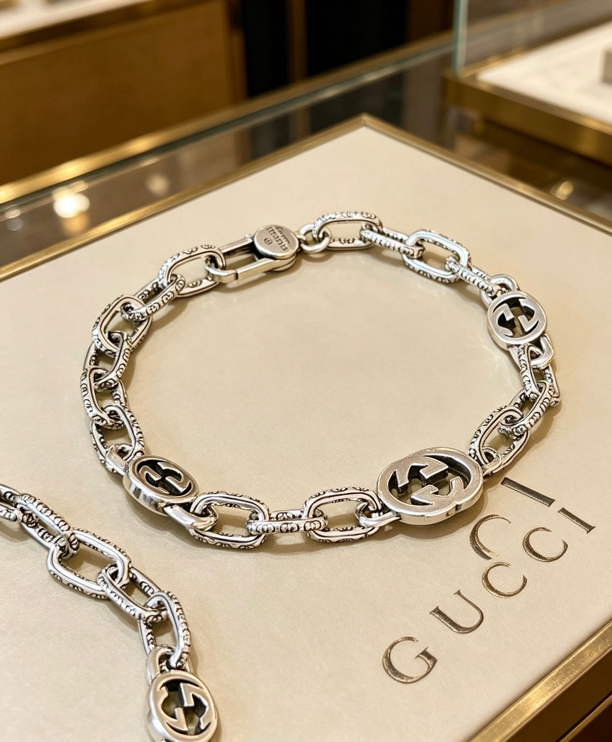 Geometric Emblem Bracelet in Polished Metal-Tone – Design 061 main product view