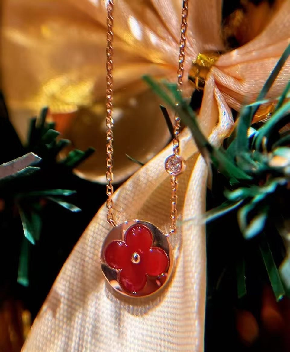 Round Pendant Necklace in Polished Metal-Tone – Design 003 styled product view