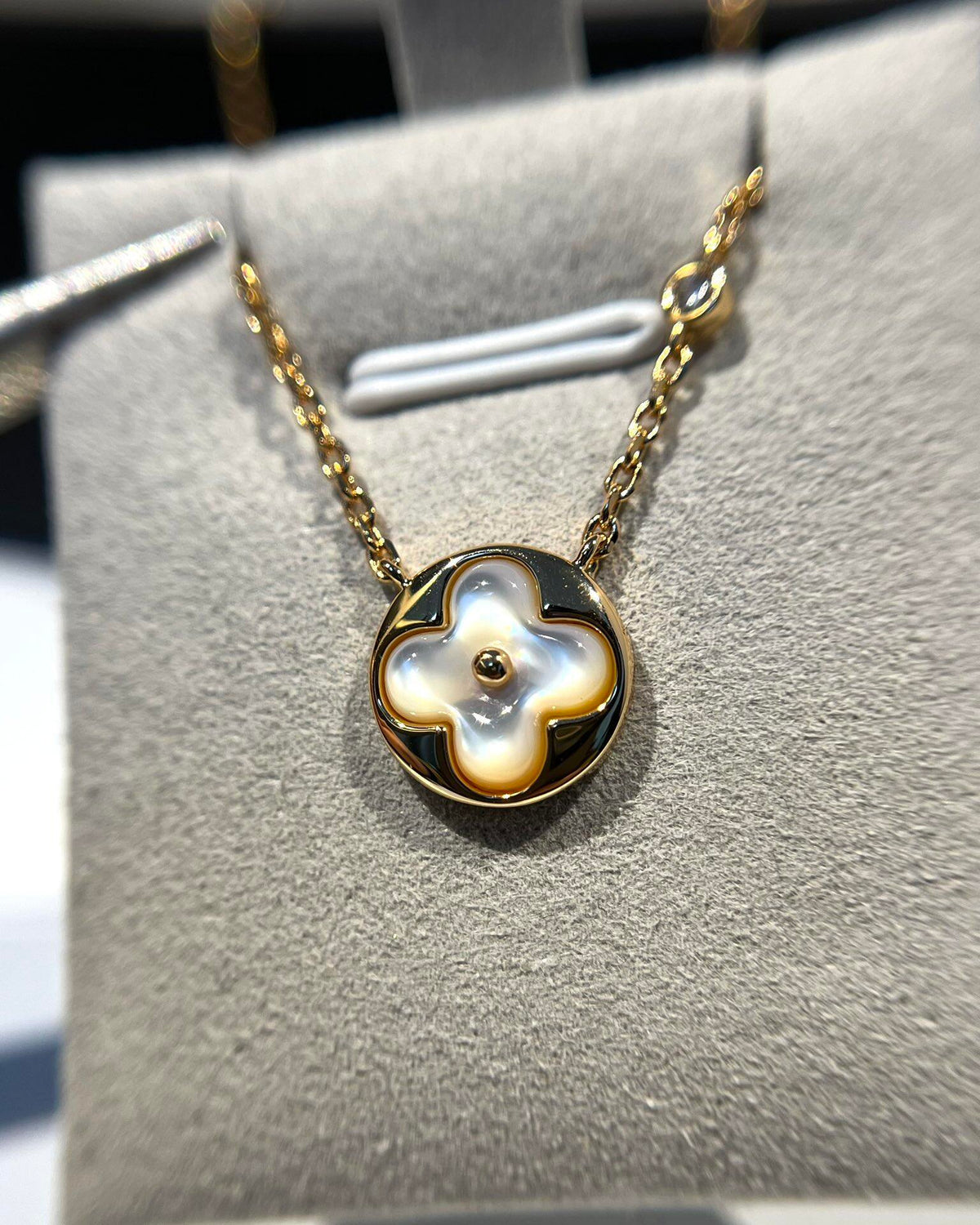 Round Pendant Necklace in Polished Metal-Tone – Design 002 styled product view