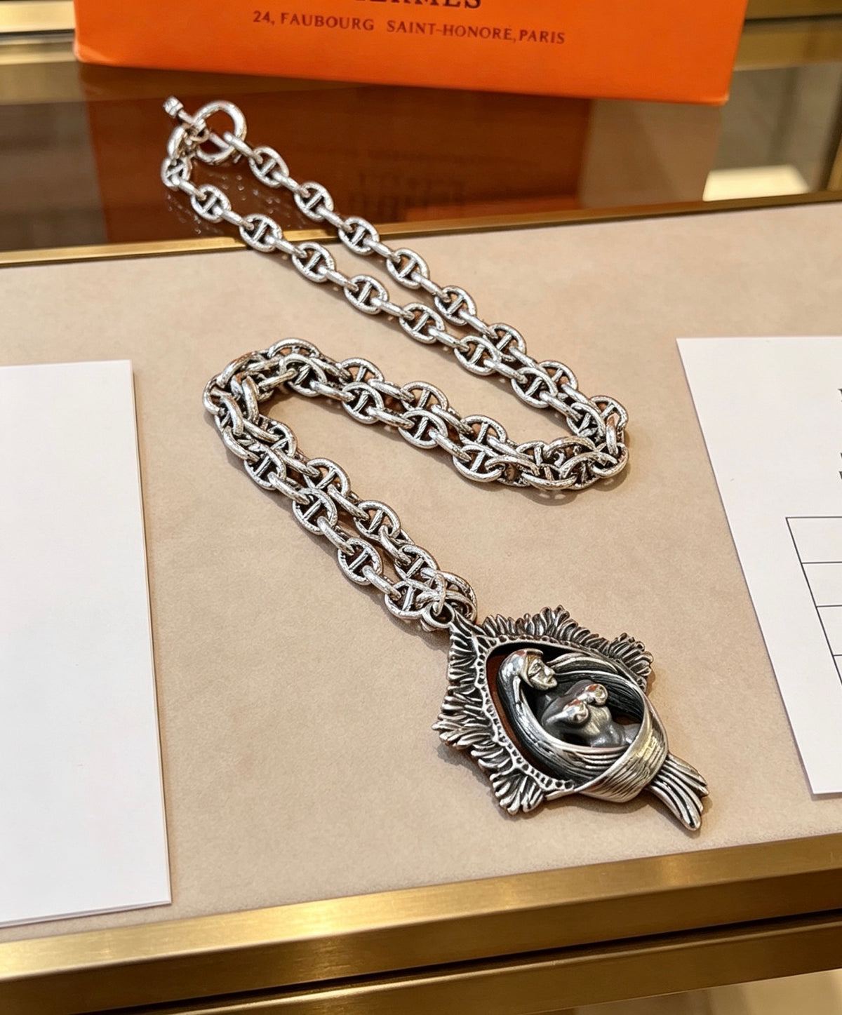 Toggle Pendant Necklace in Polished Metal-Tone – Toggle Detail – Design 019 main product view