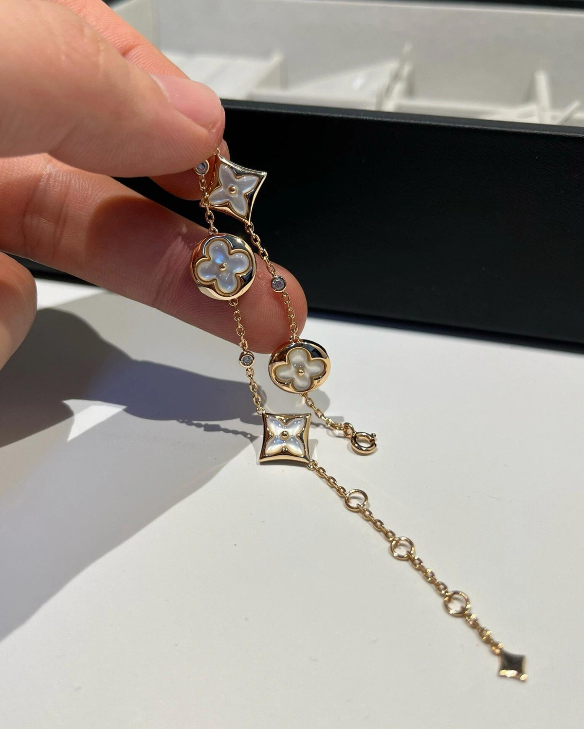 Geometric Emblem Bracelet in Polished Metal-Tone – Design 015 detail view