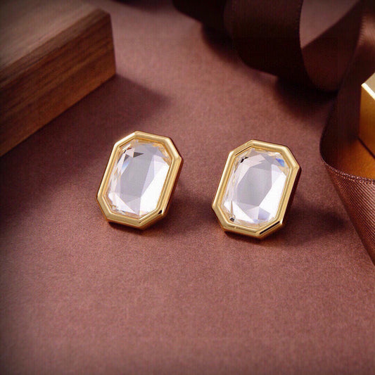 Geometric Emblem Stud Earrings in Gold-Tone – Design 007 main product view