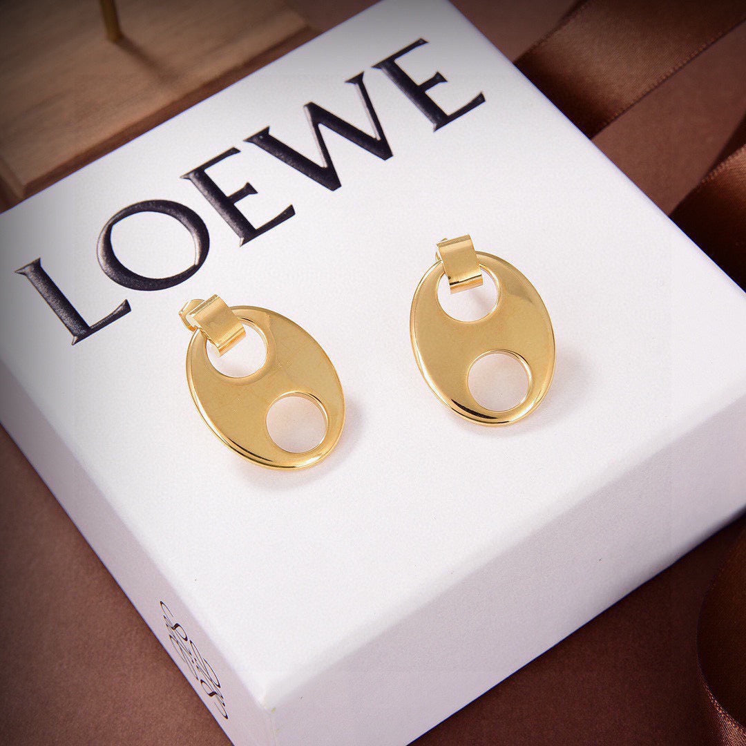 Graphic Emblem Stud Earrings in Gold-Tone – Design 03 main product view