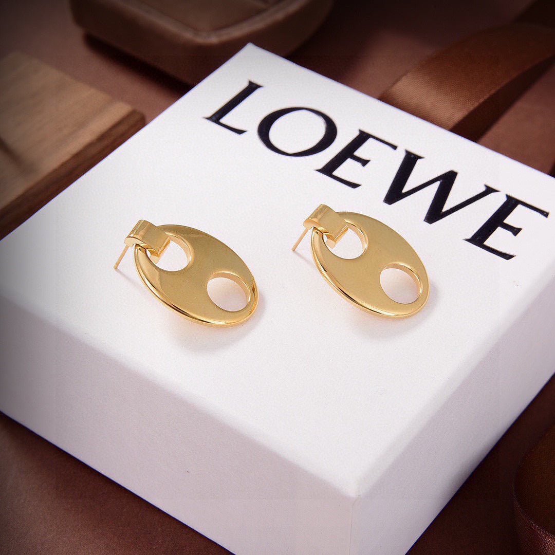 Graphic Emblem Stud Earrings in Gold-Tone – Design 03 styled view