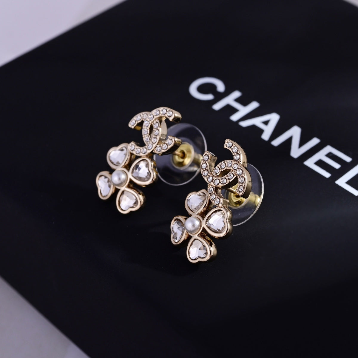 Signature Emblem Stud Earrings in Polished Metal-Tone – Design 032 main product view