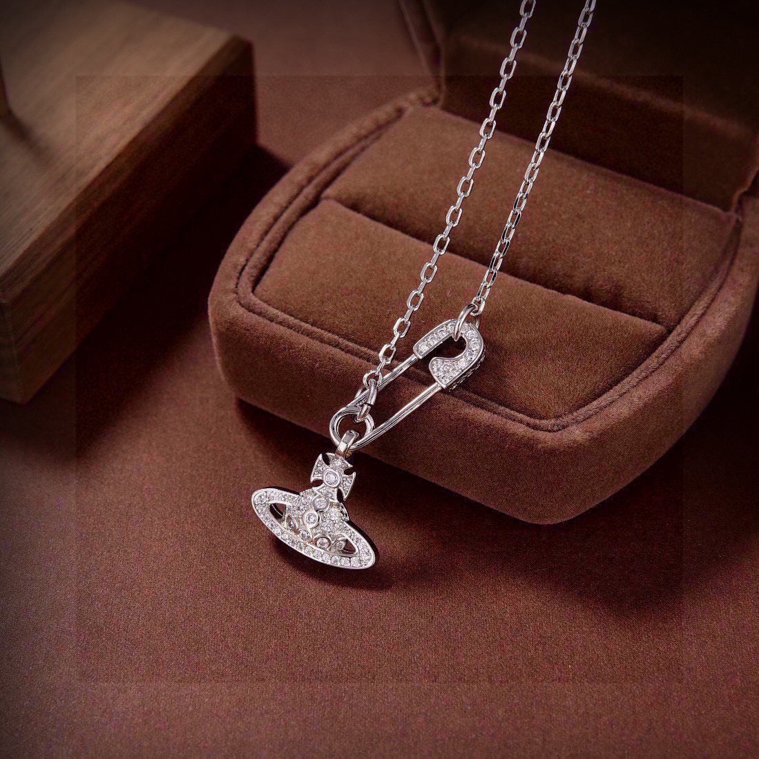 Orb Pendant Necklace in Polished Metal-Tone – Pearl Detail – Design 020 main product view