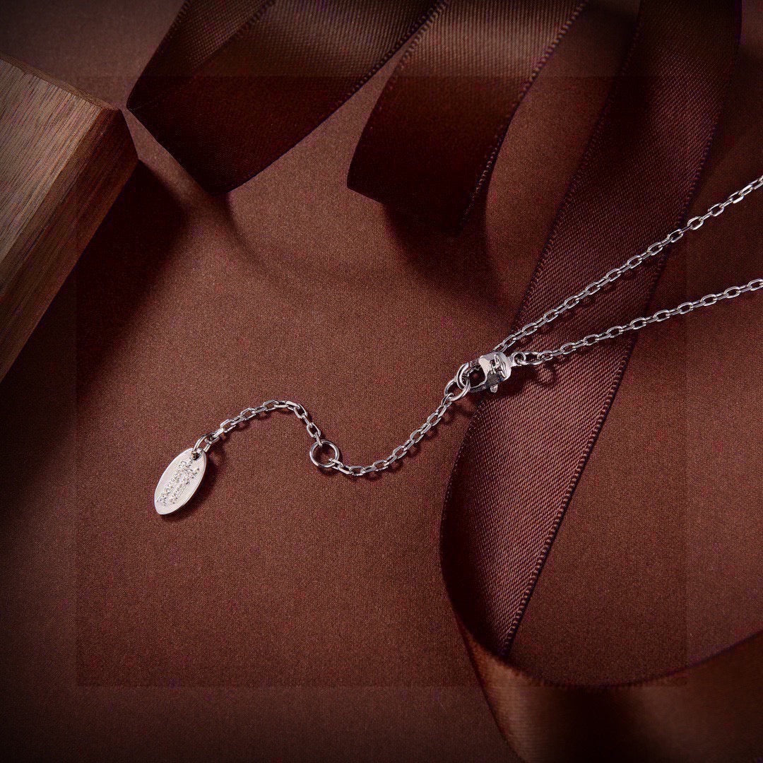 Orb Pendant Necklace in Polished Metal-Tone – Pearl Detail – Design 021 detail view