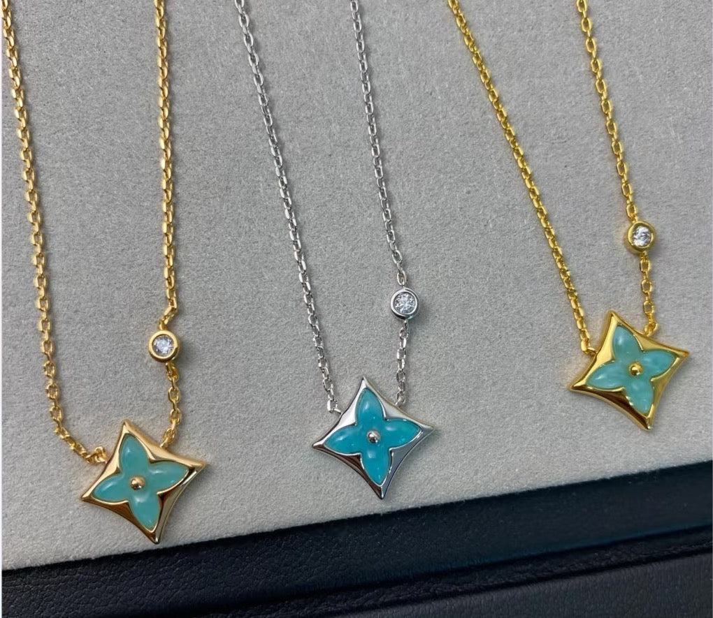 Geometric Emblem Pendant Necklace in Polished Metal-Tone – Design 023 front product view