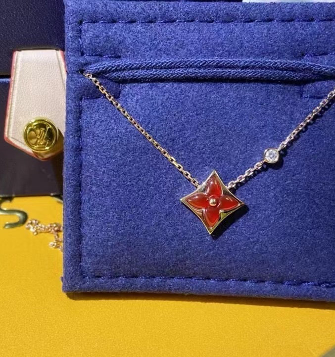 Geometric Emblem Pendant Necklace in Polished Metal-Tone – Design 022 front product view