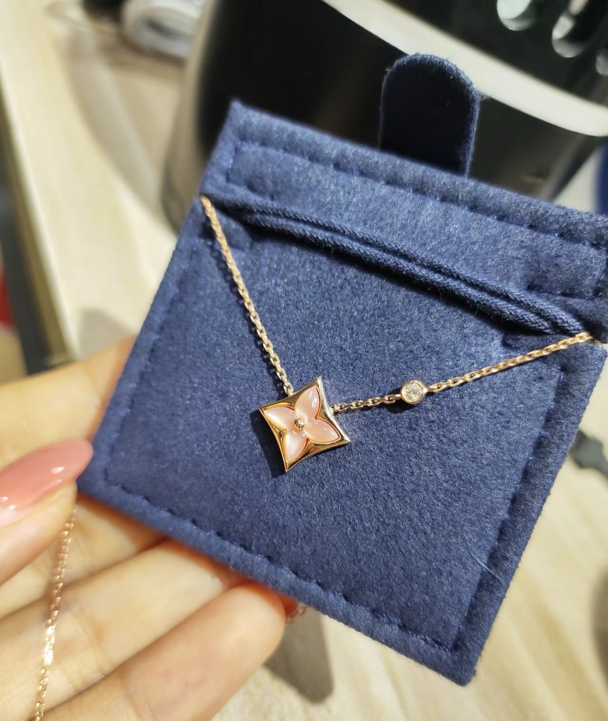 Geometric Emblem Pendant Necklace in Polished Metal-Tone – Design 021 detail view