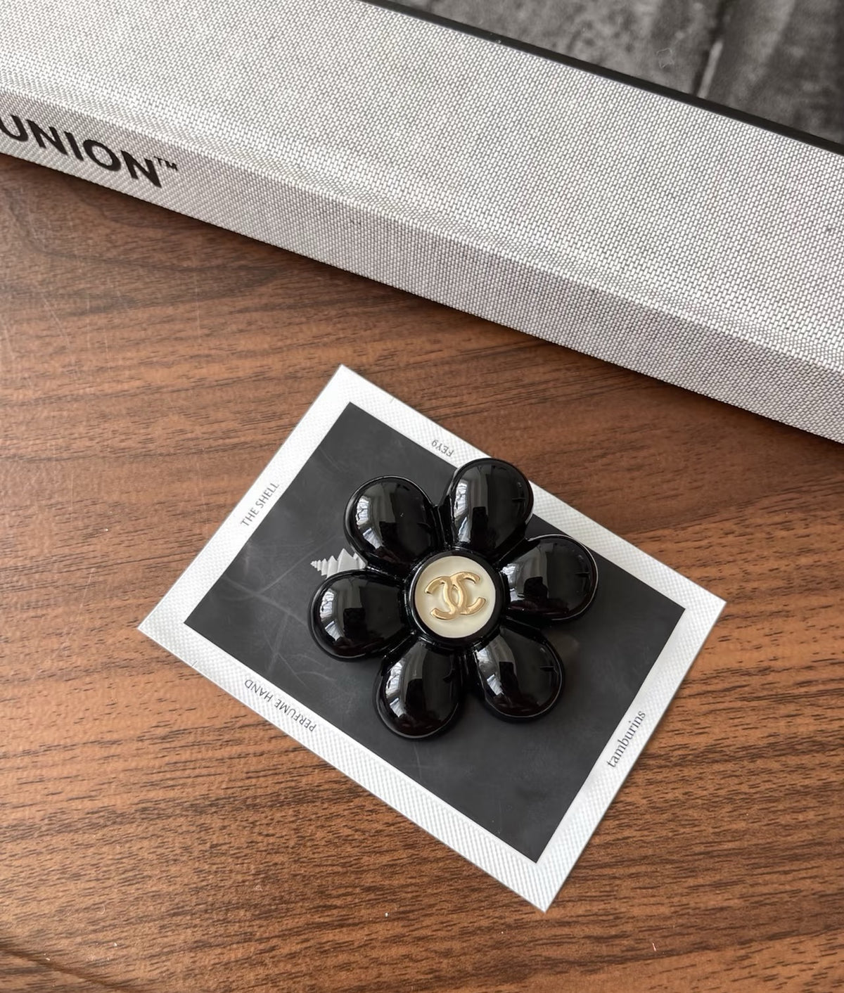 Camellia Brooch in Polished Metal-Tone – Camellia Detail – Design 002 close-up detail
