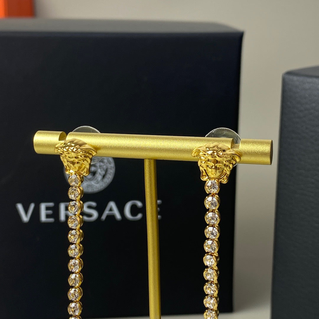 Statement Emblem Stud Earrings in Polished Metal-Tone – Design 04 front product view