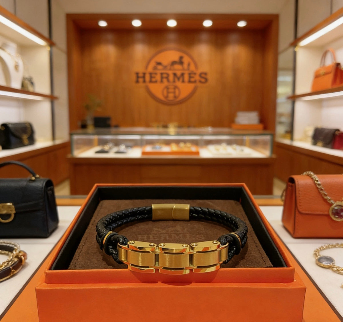 Horse Bangle in Gold-Tone – Design 026 front product view