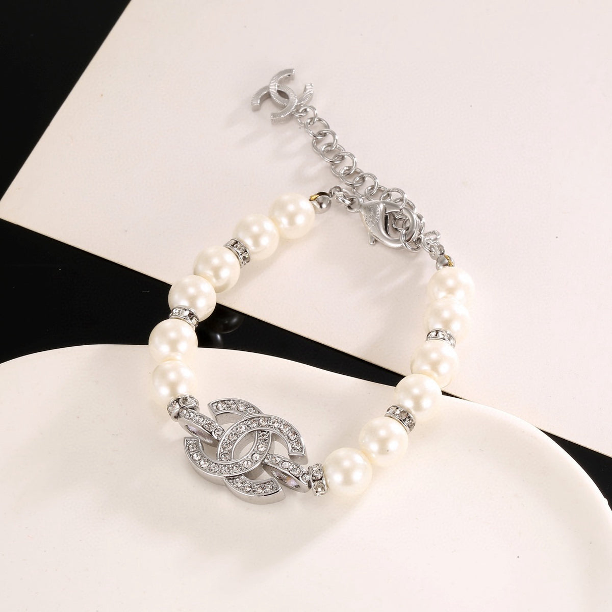 Double-C Emblem Bracelet in Gold-Tone – Pearl Detail – Design 004 main product view