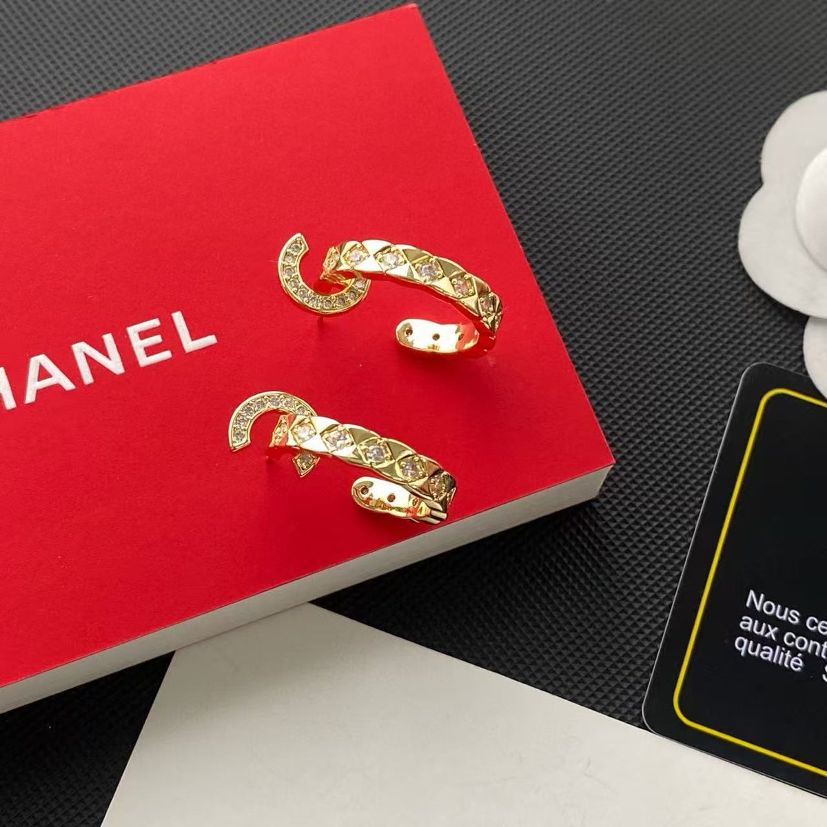Signature Emblem Crystal-Accent Stud Earrings – Design 015 detail view