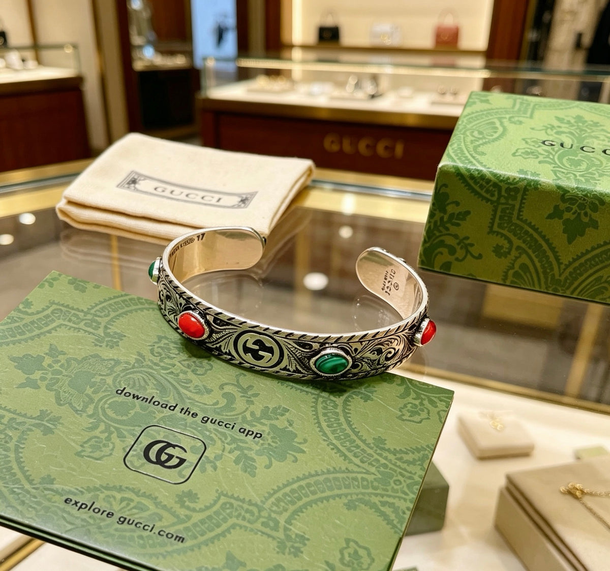 Double-G Emblem Bangle in Polished Metal-Tone – Design 026 front product view