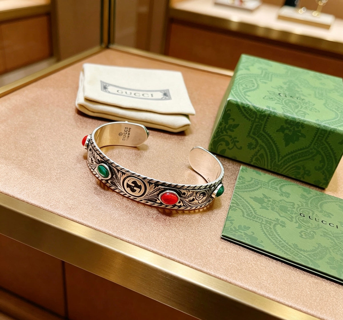 Double-G Emblem Bangle in Polished Metal-Tone – Design 026 main product view