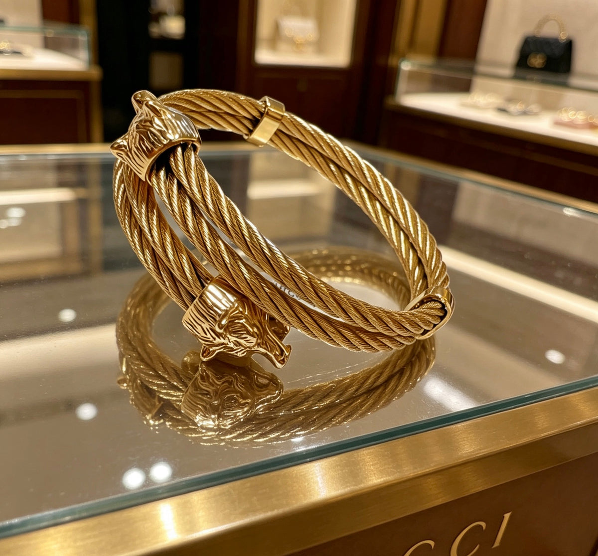 Double-G Emblem Bangle in Gold-Tone – Design 006 front product view
