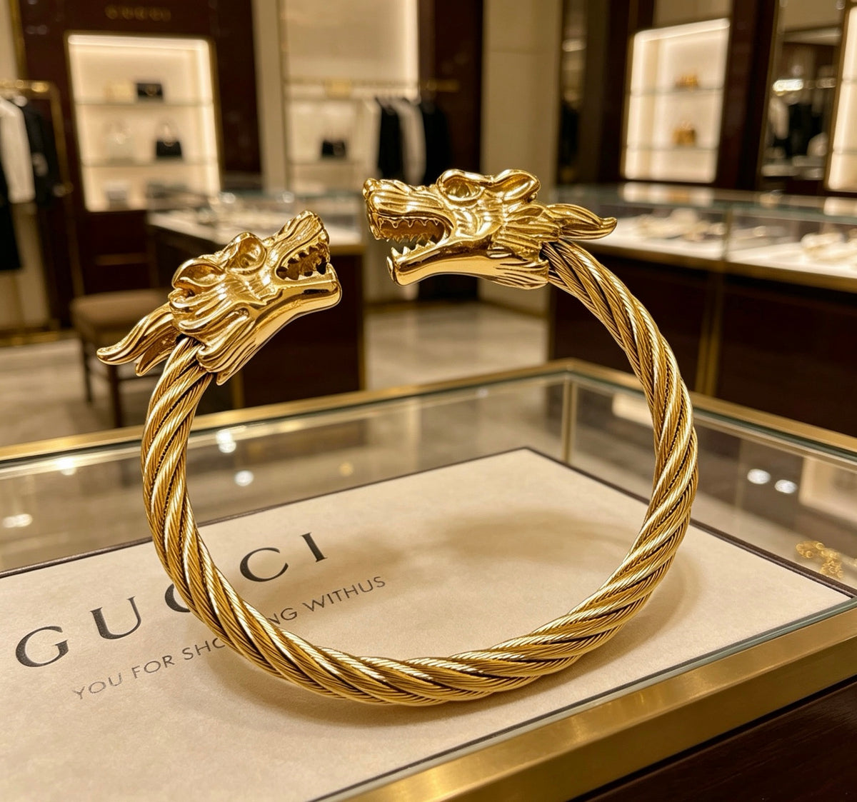 Double-G Emblem Bangle in Silver-Tone – Vintage Detail – Design 006 close-up detail