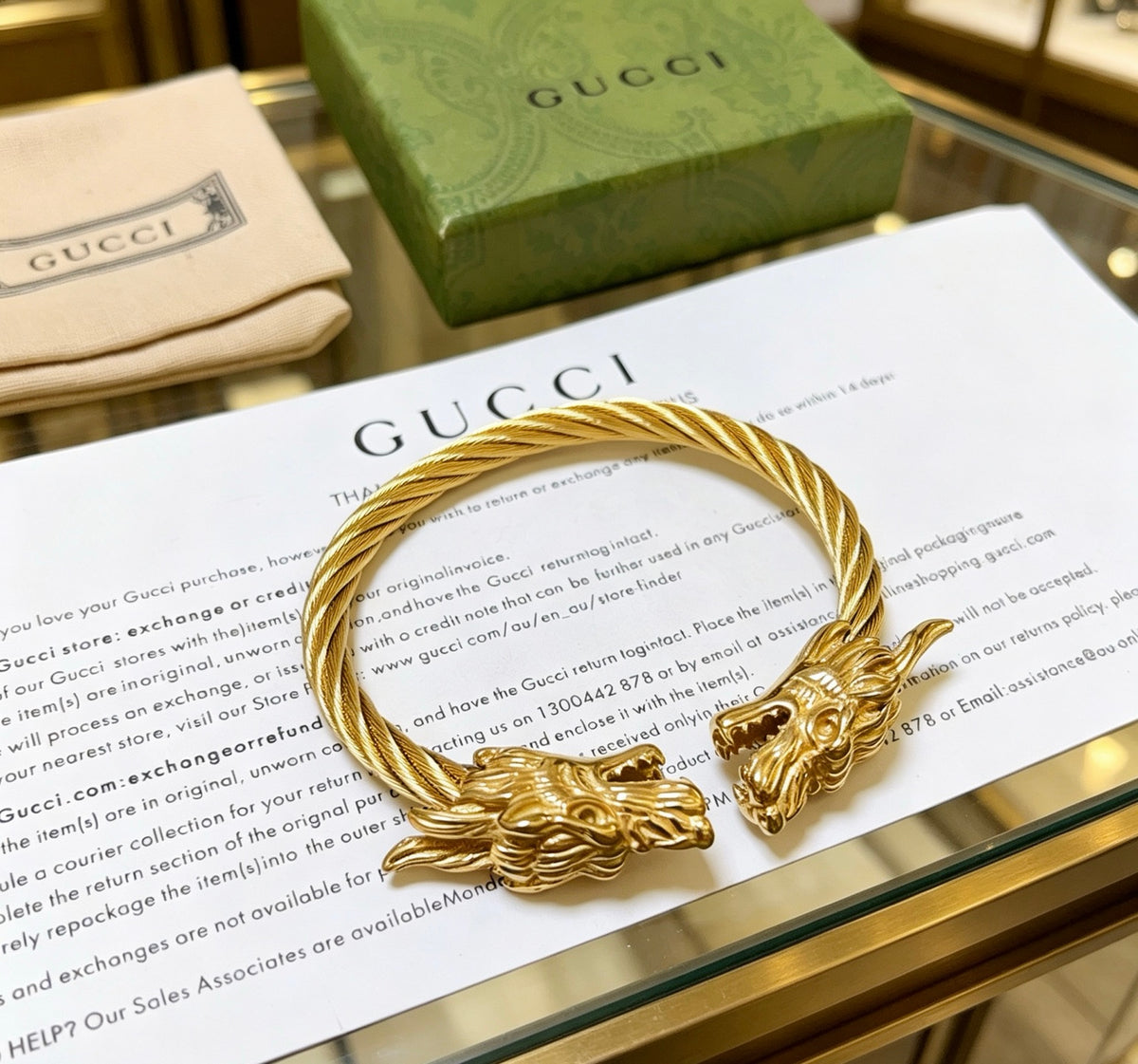 Double-G Emblem Bangle in Silver-Tone – Vintage Detail – Design 006 front product view