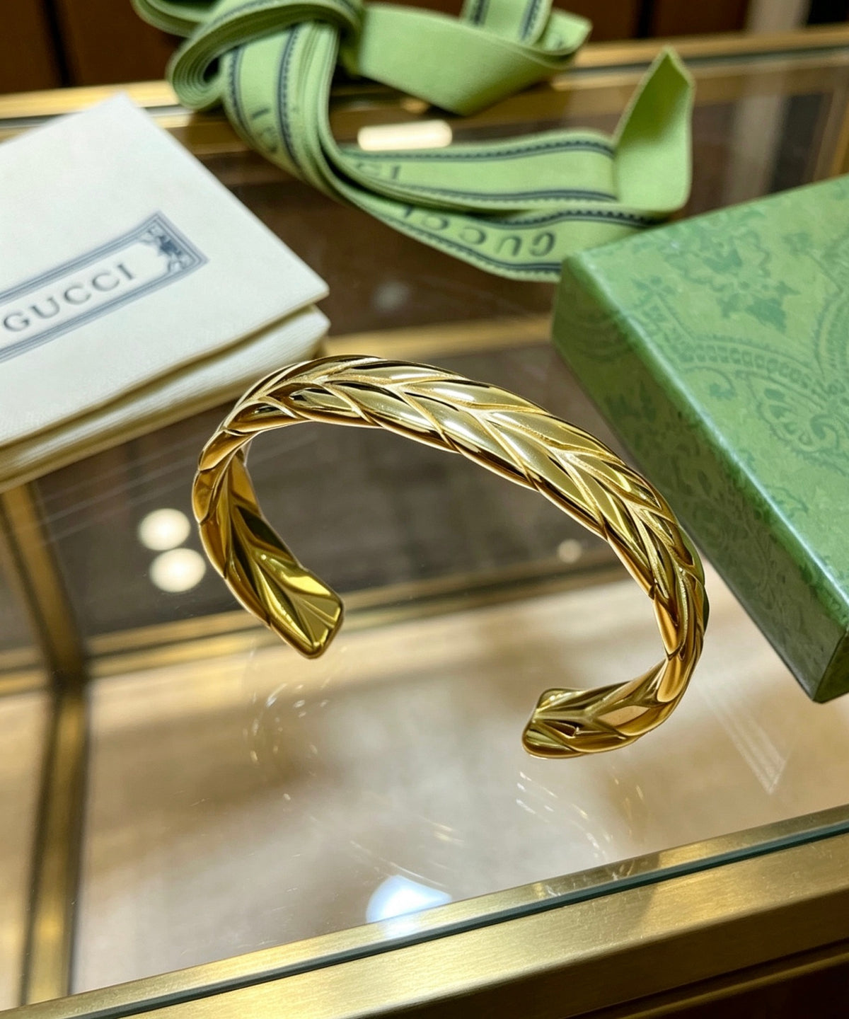Double-G Emblem Bangle in Gold-Tone – Design 005 styled product view