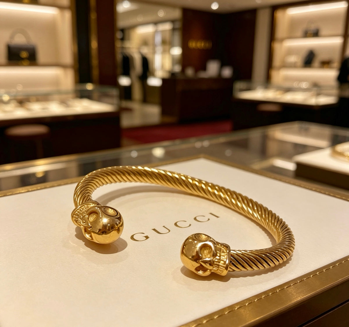 Double-G Emblem Bangle in Polished Metal-Tone – Design 019 front product view