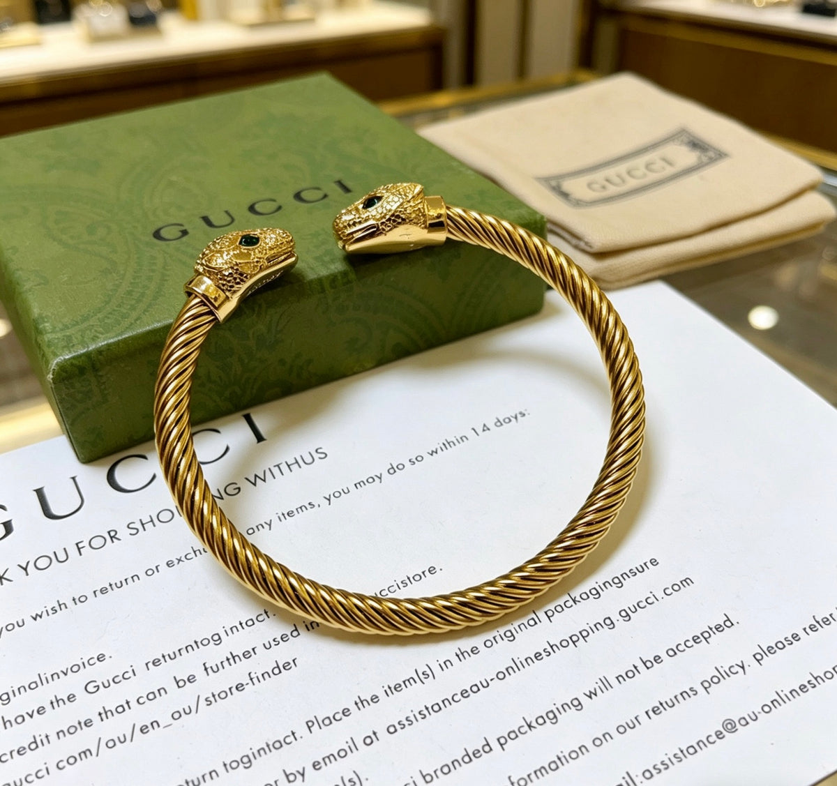Double-G Emblem Bangle in Silver-Tone – Vintage Detail – Design 005 styled product view