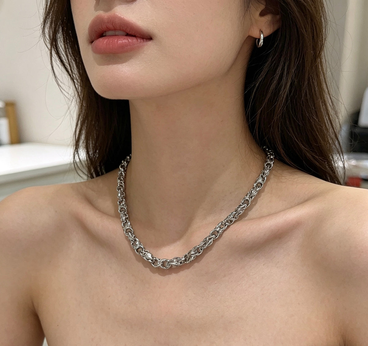 Geometric Emblem Pendant Necklace in Polished Metal-Tone – Design 005 main product view
