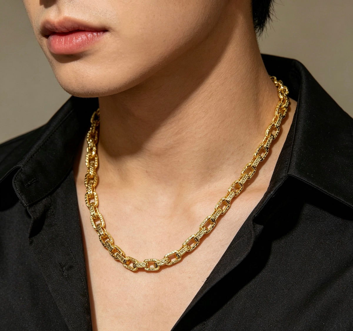 Geometric Emblem Pendant Necklace in Polished Metal-Tone – Design 010 close-up detail