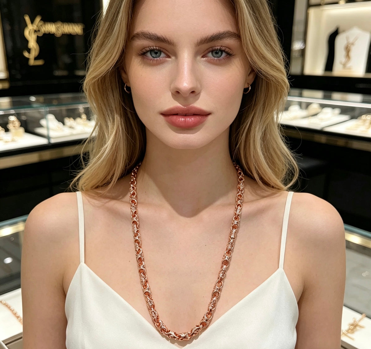 Geometric Emblem Pendant Necklace in Polished Metal-Tone – Design 001 front product view