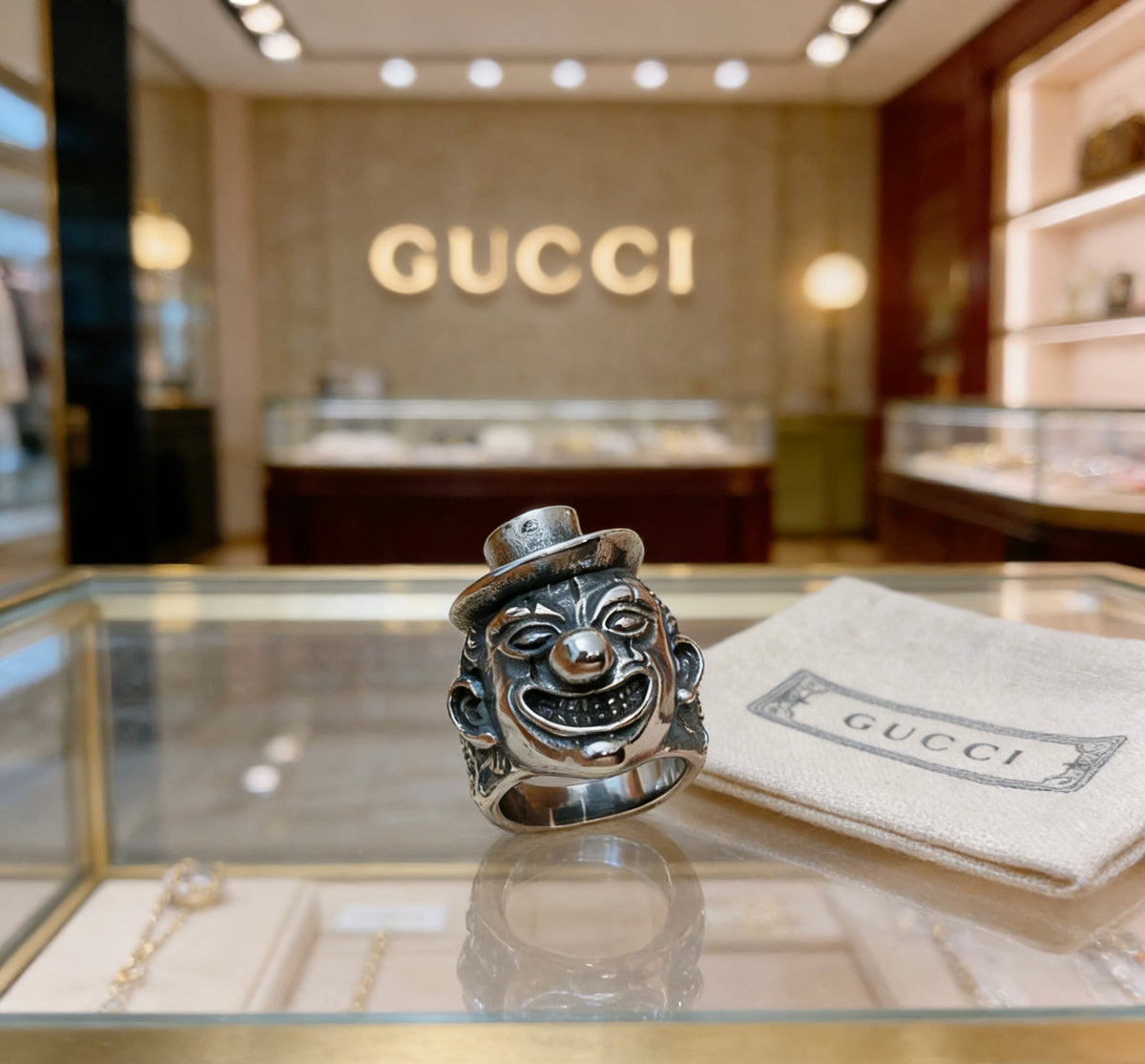 Double-G Emblem Statement Ring in Polished Metal-Tone – Design 007 main product view