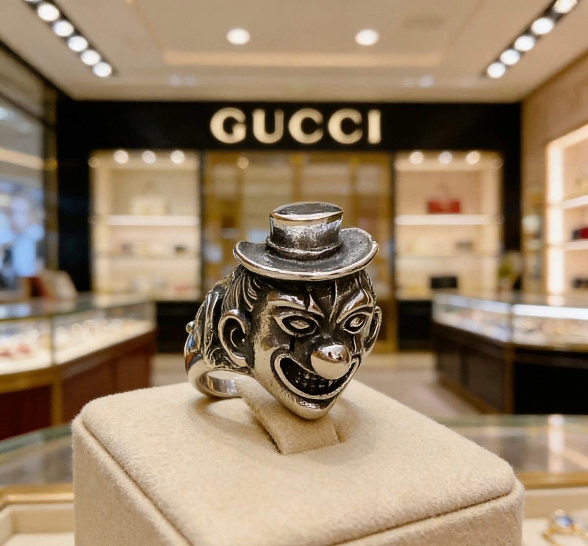 Double-G Emblem Statement Ring in Polished Metal-Tone – Design 007 front product view
