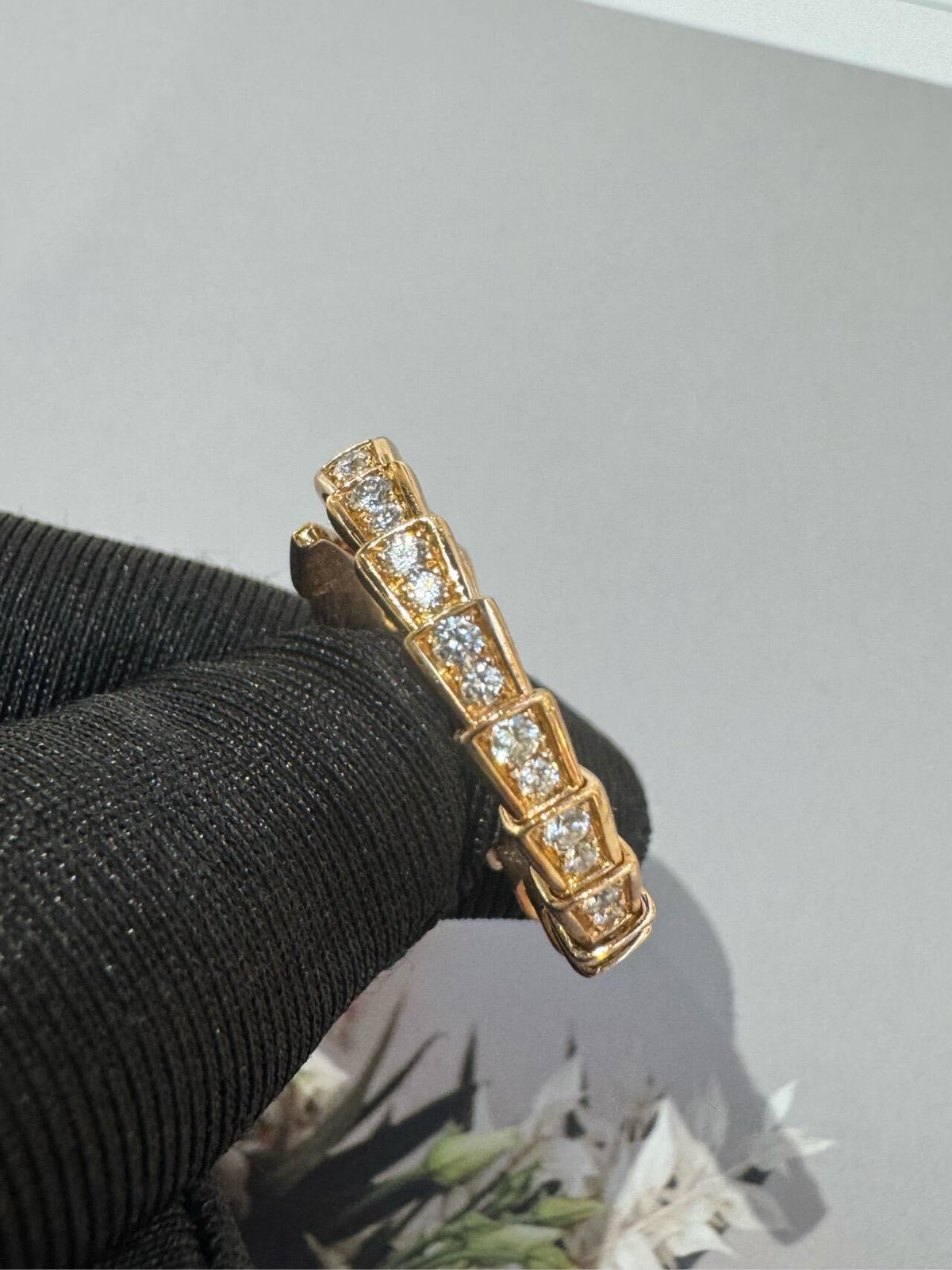Serpentine Statement Ring in Rose-Gold-Tone – Rose Gold Detail – Design 003 styled product view